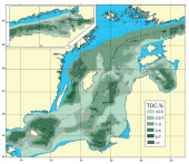 Distribution of the total organic carbon (TOC) in the topmost sediments (0-5 cm) of the Baltic Sea Distribution of the total organic carbon (TOC) in the topmost sediments (0-5 cm) of the Baltic Sea