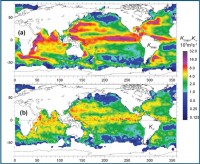 Map of the maximum K<sub>max</sub> and the asymptotic K<sub>?</sub> lateral eddy diffusivity coefficients in the World Ocean Map of the maximum Kmax and the asymptotic K? lateral eddy diffusivity coefficients in the World Ocean