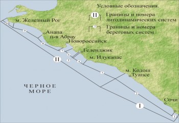 Схема участков проведения исследований на Черноморском побережье 